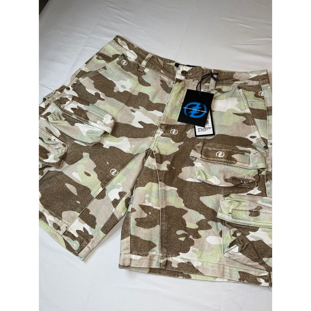 CEEC Los Angeles Mens Camo Cargo Shorts Cotton Denim Streetwear Multi-Pocket NWT